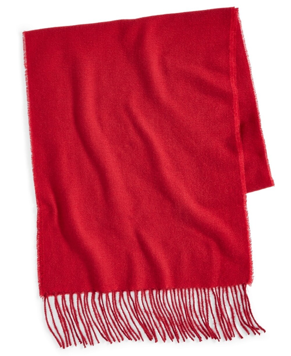 Style & Co Fringe Detail Solid Soft Wrap One Size Red